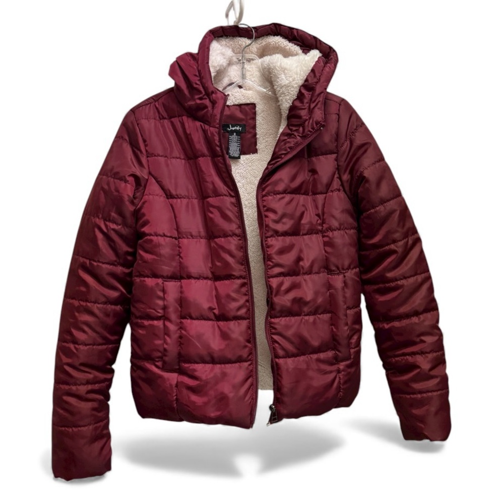 Justify Maroon Puffer Jacket for Girls Medium
